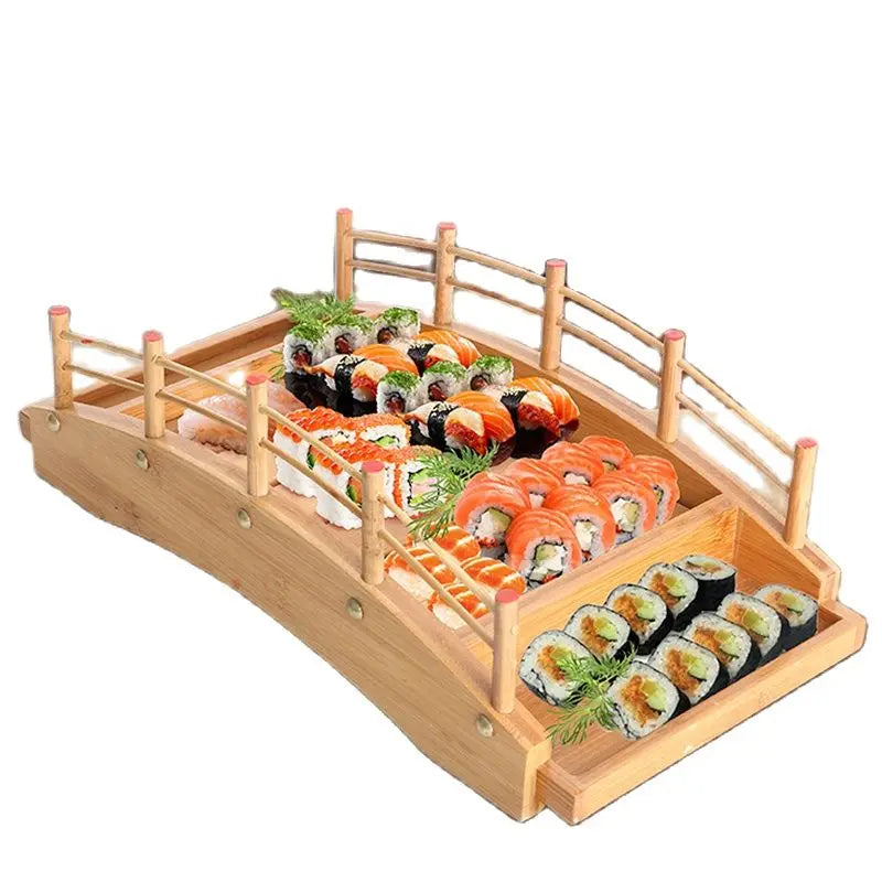 Plateau à Sushi en Bois - Style Pont Japonais