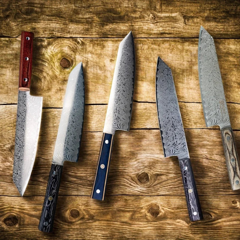Couteau Japonais Santoku Manche en Bois Coloré