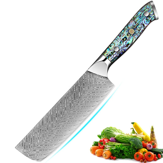 Couteau Nakiri Manche en Coquille d'Ormeau