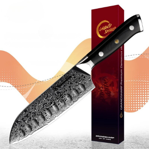Couteau Santoku Manche Ergonomique en Bois Poli