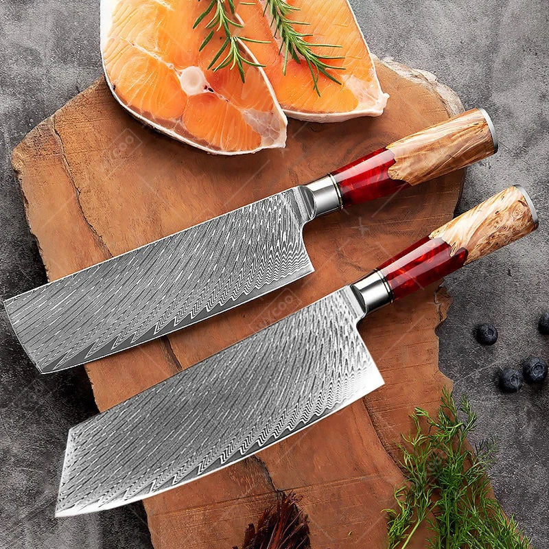 Couteaux Japonais Manche Résine Bois Coloré