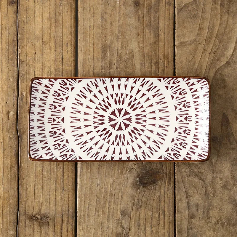 Plat Rectangulaire en Céramique|Motifs Géométriques