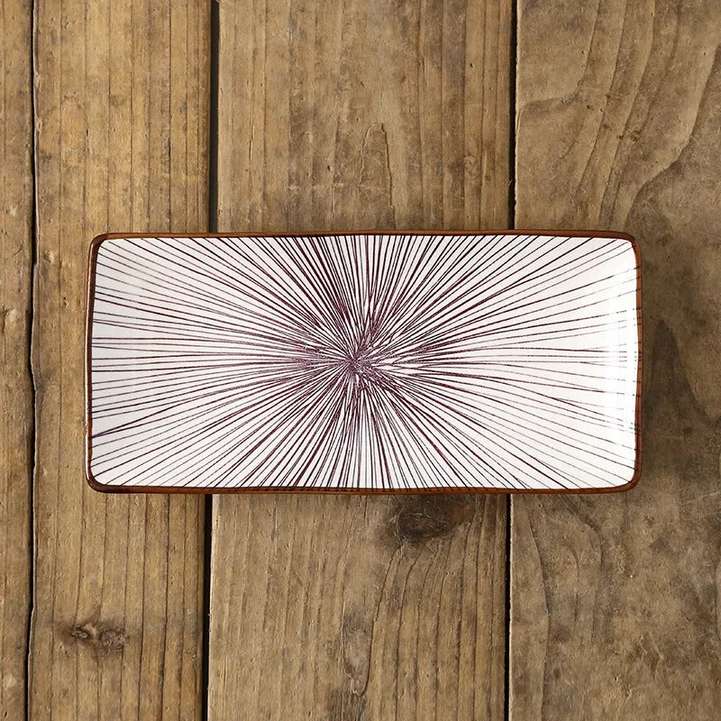 Plat Rectangulaire en Céramique|Motifs Géométriques