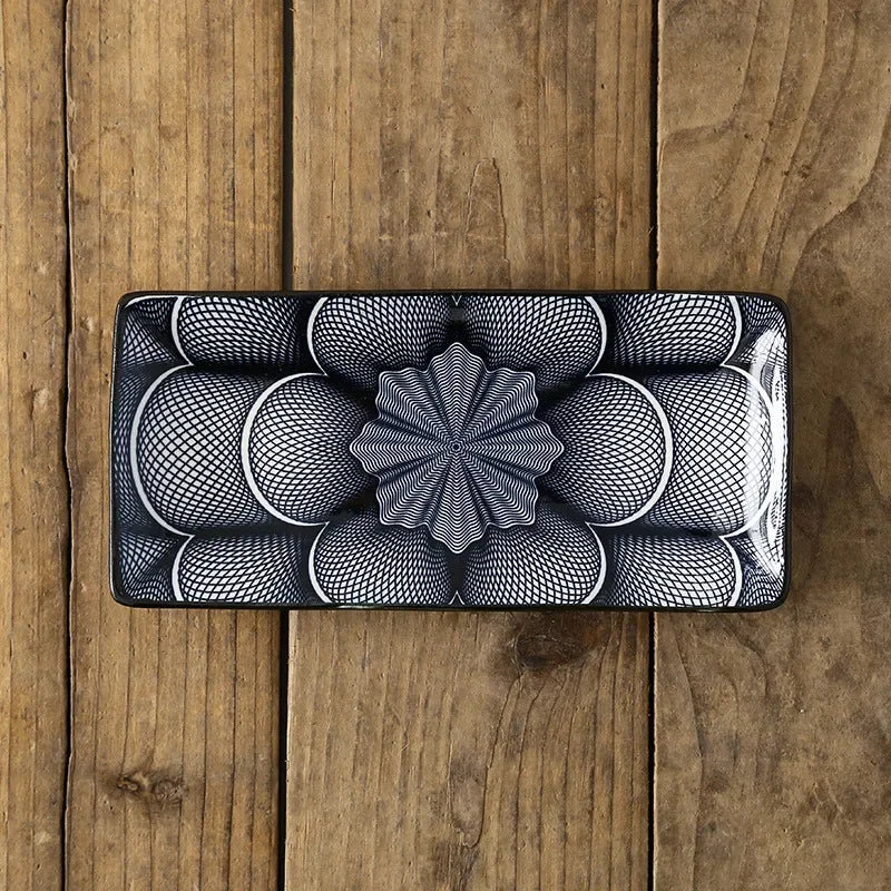 Plat Rectangulaire en Céramique|Motifs Géométriques
