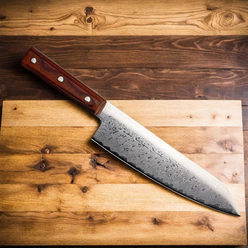 Couteau Japonais Santoku Manche en Bois Coloré
