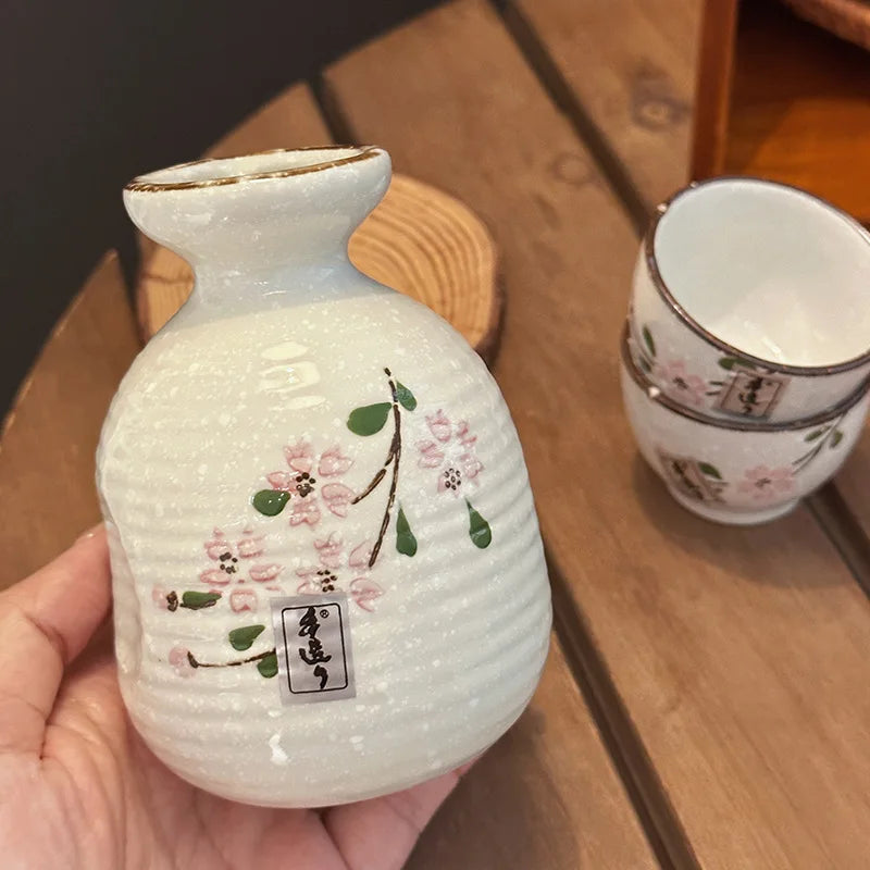 Service à Saké à Motif Sakura en Céramique