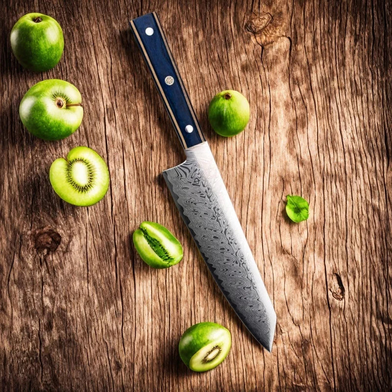 Couteau Japonais Santoku Manche en Bois Coloré