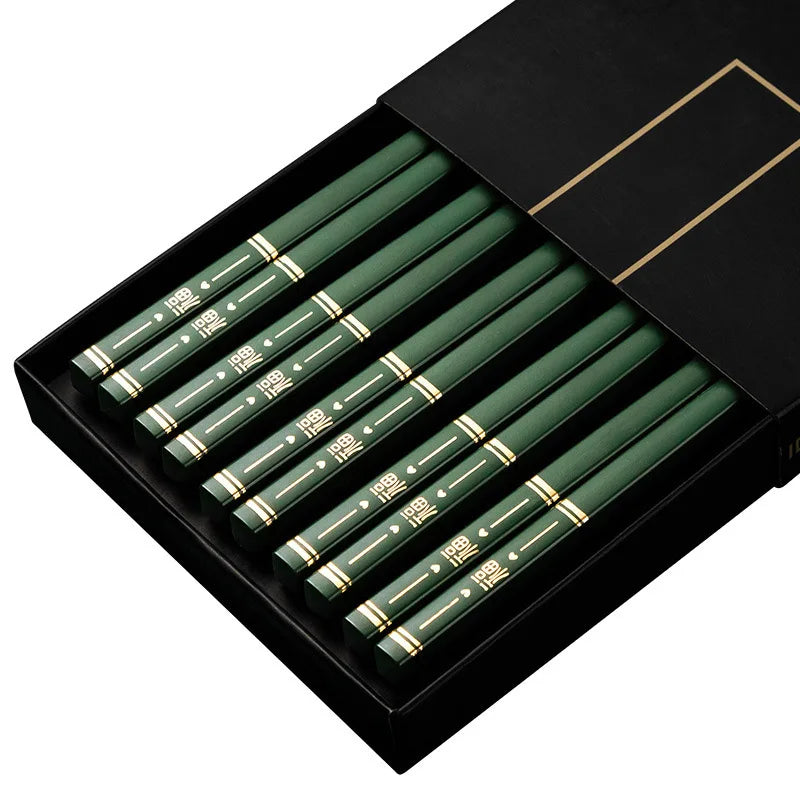 Lot de 5 Paires de Baguettes en Acier Inoxydable Haut de Gamme