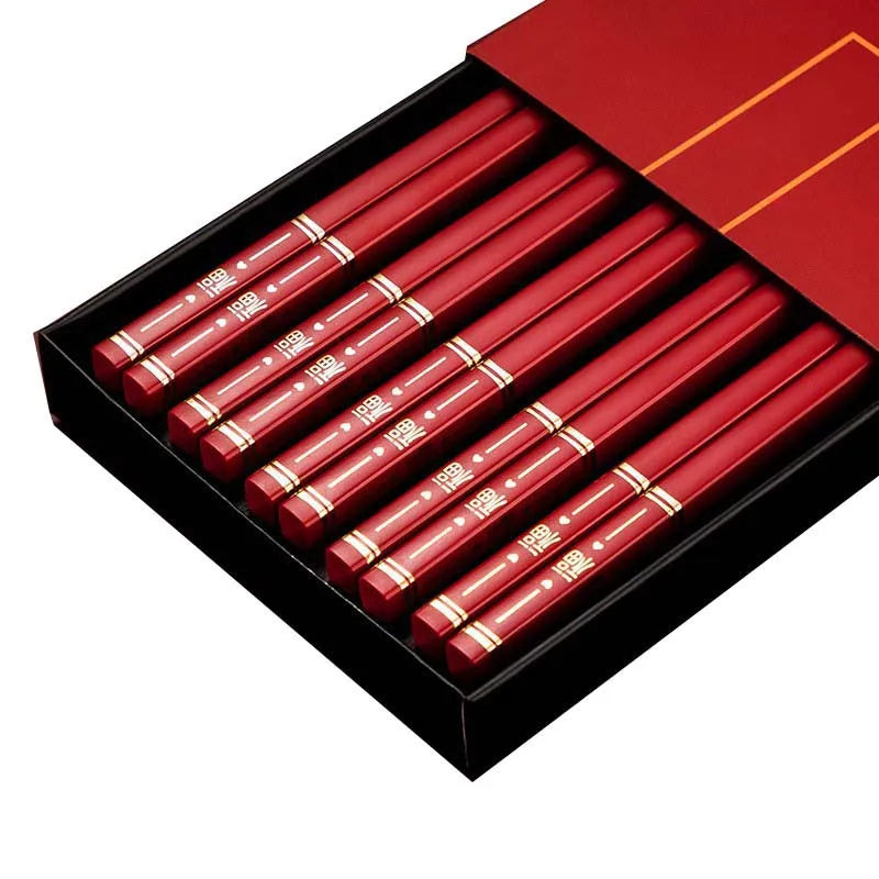 Lot de 5 Paires de Baguettes en Acier Inoxydable Haut de Gamme