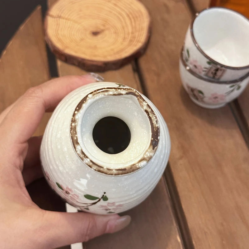 Service à Saké à Motif Sakura en Céramique