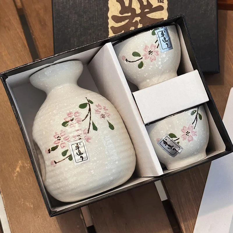 Service à Saké à Motif Sakura en Céramique