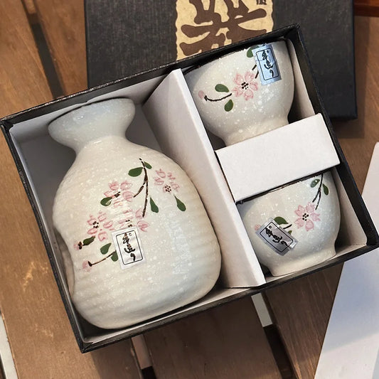 Service à Saké à Motif Sakura en Céramique