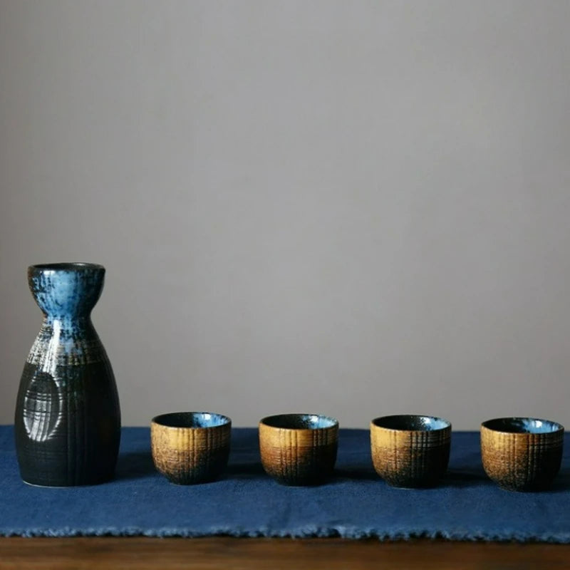 Service à Saké Vintage Bleu Nuit