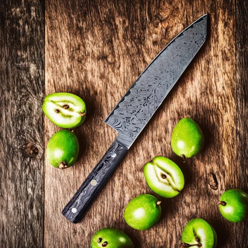 Couteau Japonais Santoku Manche en Bois Coloré