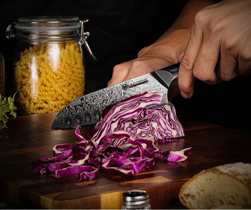 Couteau Santoku Manche Ergonomique en Bois Poli